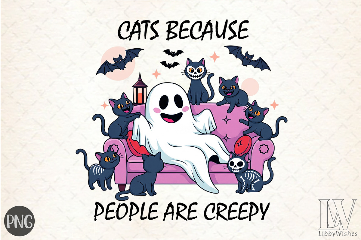 Cats People Are Creepy ,skeleton Cat, an Illustration by Libby Wishes (Photo 1 of 6)
