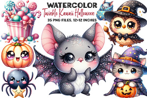 Twinkle Kawaii Halloween Clipart, an Illustration by DreamArtGraphic