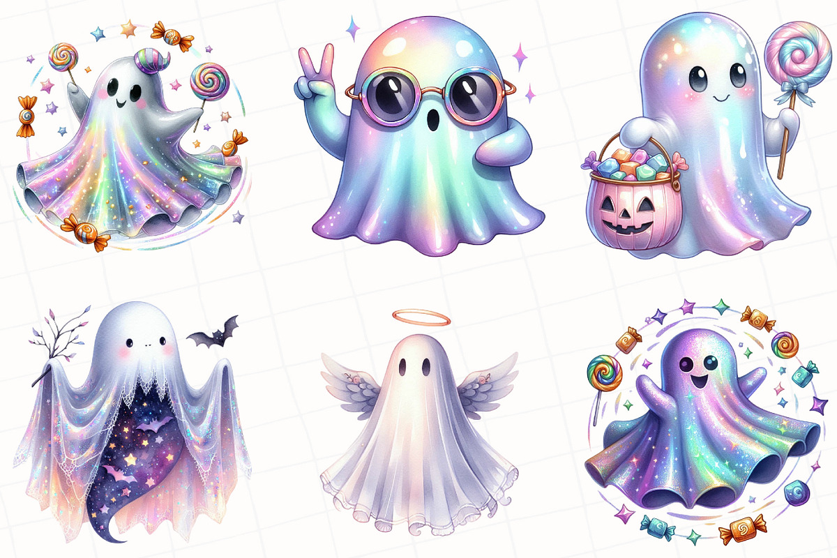 Halloween Iridescent Ghost Clipart, an Illustration by OK Design (Photo 3 of 5)