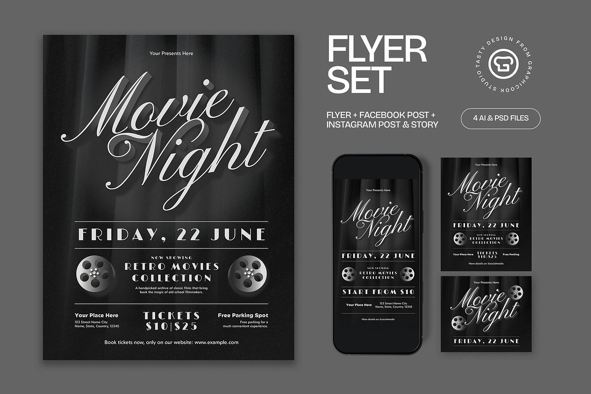 Movie Night Flyer, a Flyer Template by graphicook (Photo 1 of 3)
