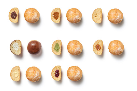 Pattern of tasty sweet donuts with, a Food & Drink Photo by Yaroslav Danylchenko