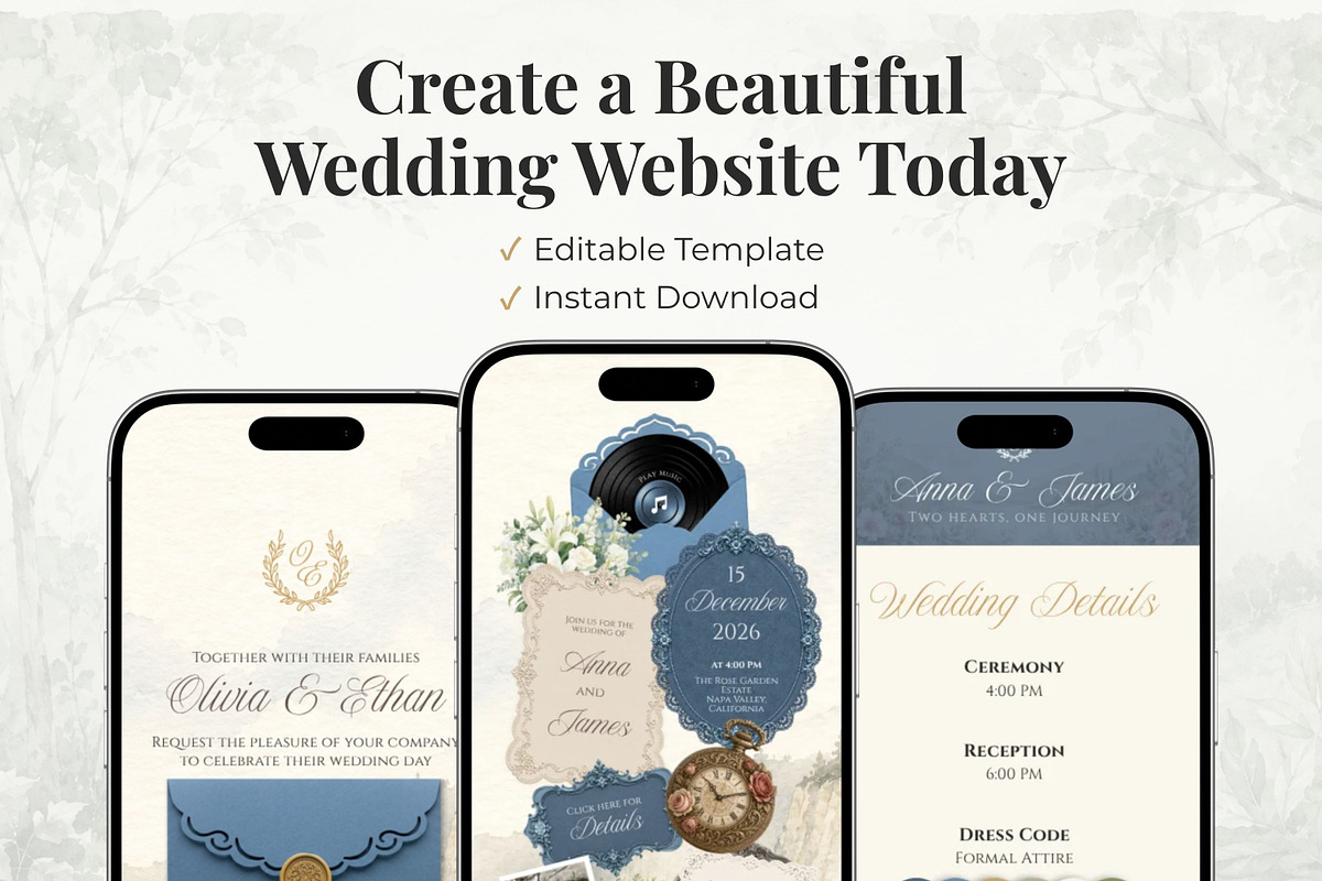 Dusty Blue Wedding Website, a Landing Page Template by Everyday Perfection (Photo 12 of 12)