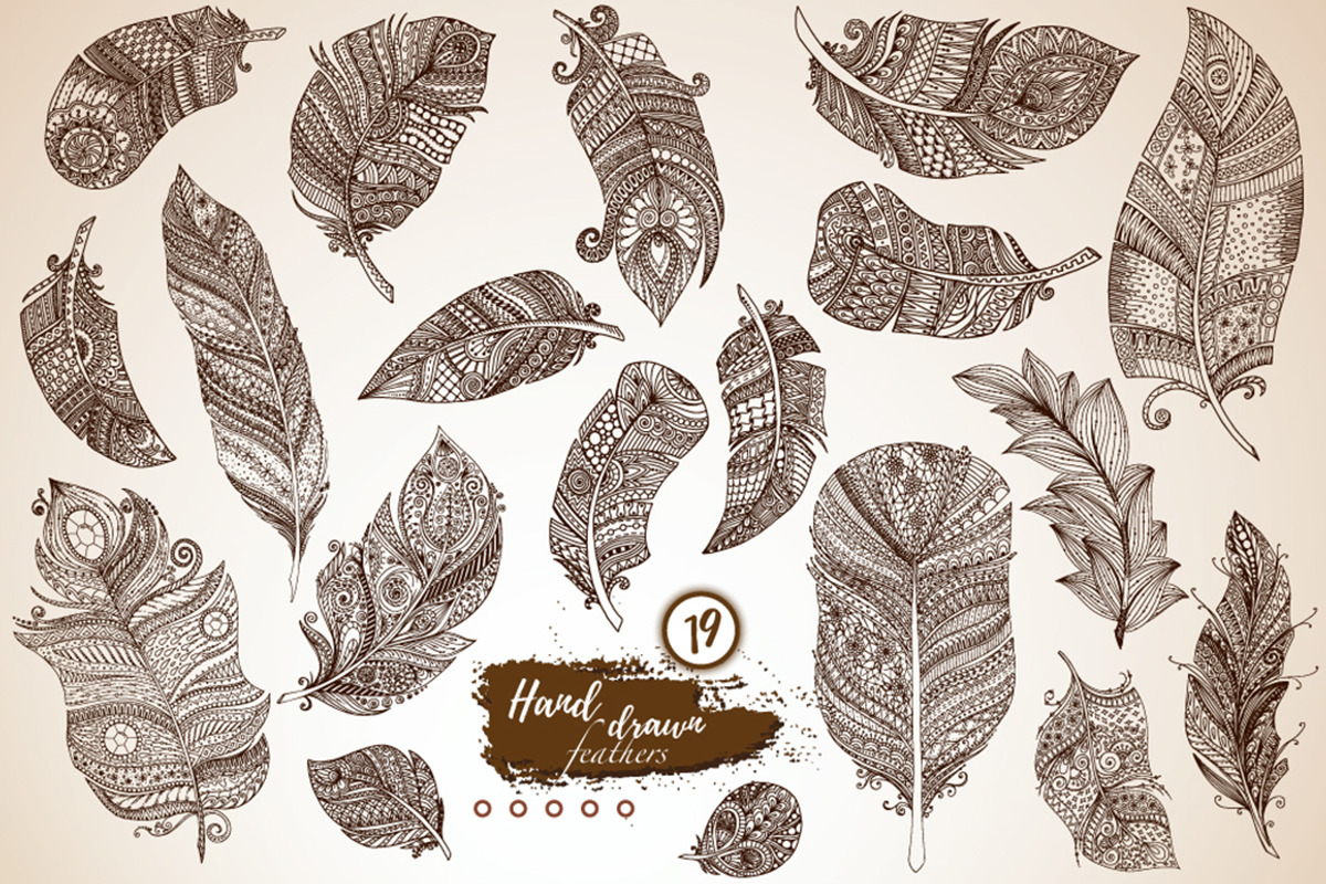 Hand drawn boho feathers, an Illustration by Julia_Snegireva (Photo 1 of 4)