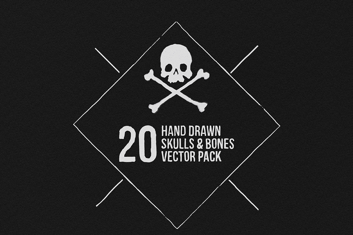 Hand Drawn Skulls & Bones Vectors, an Illustration by danielcomerci (Photo 1 of 3)