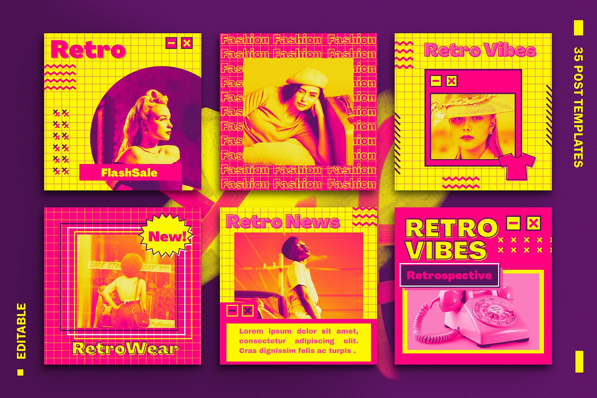 Retro Vibes Canva Instagram Template, a Social Media Template by Vectorheroes (Photo 6 of 8)