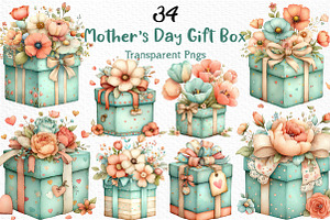 Mother’s Day Gift Box Clipart, an Illustration by Craft Nest