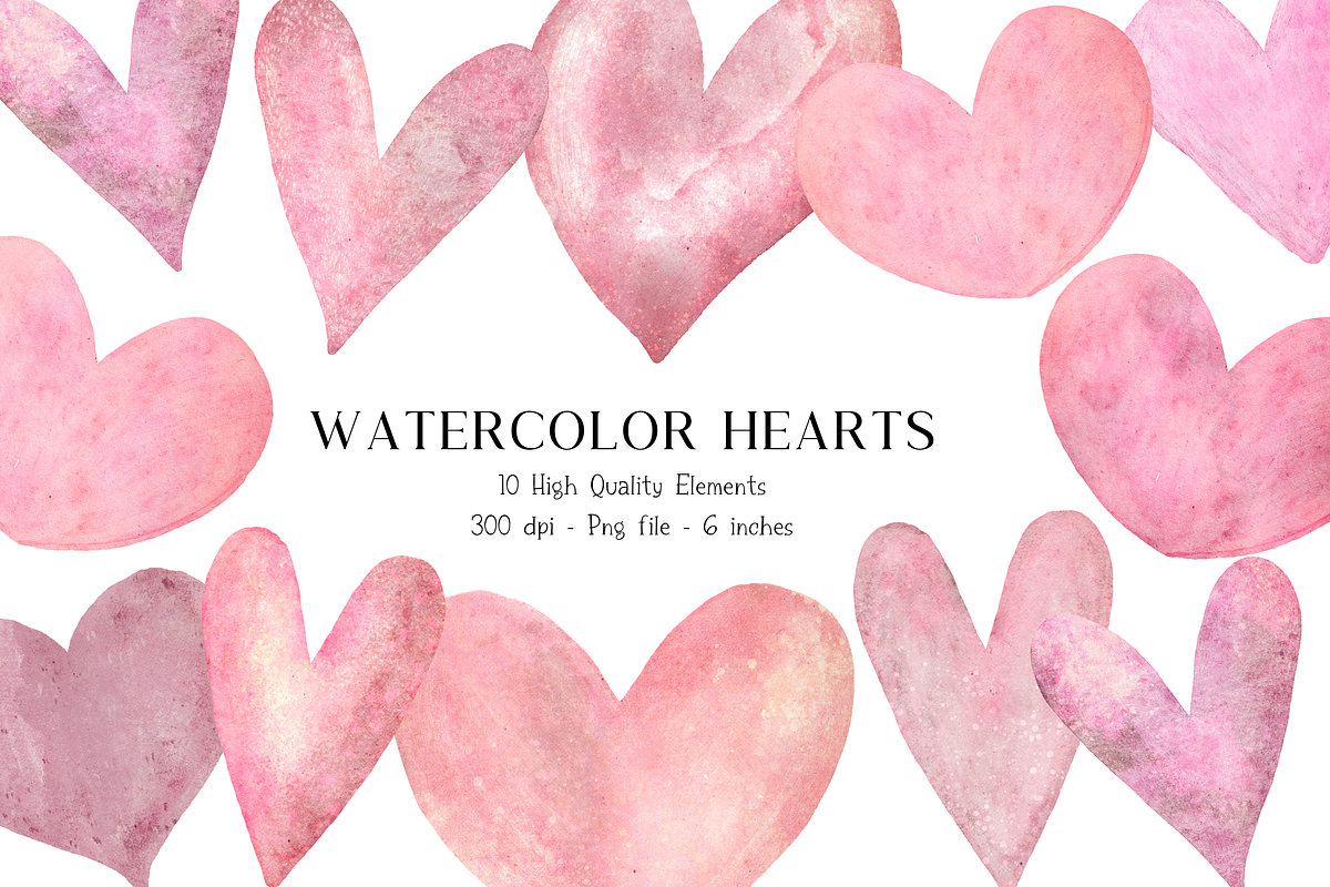 Pink Watercolor Hearts Clipart, a Graphic by Murphy & Frank (Photo 1 of 7)