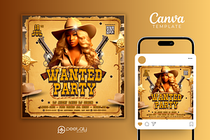 Western Party Flyer Canva Template