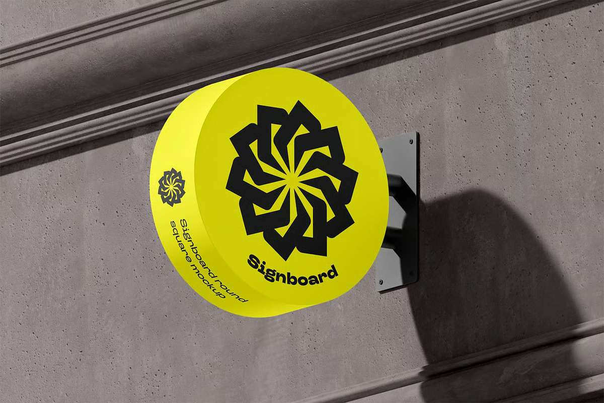 Signboard Round Mock-up, an Advertising Mockup by zippypixelstudio (Photo 5 of 14)