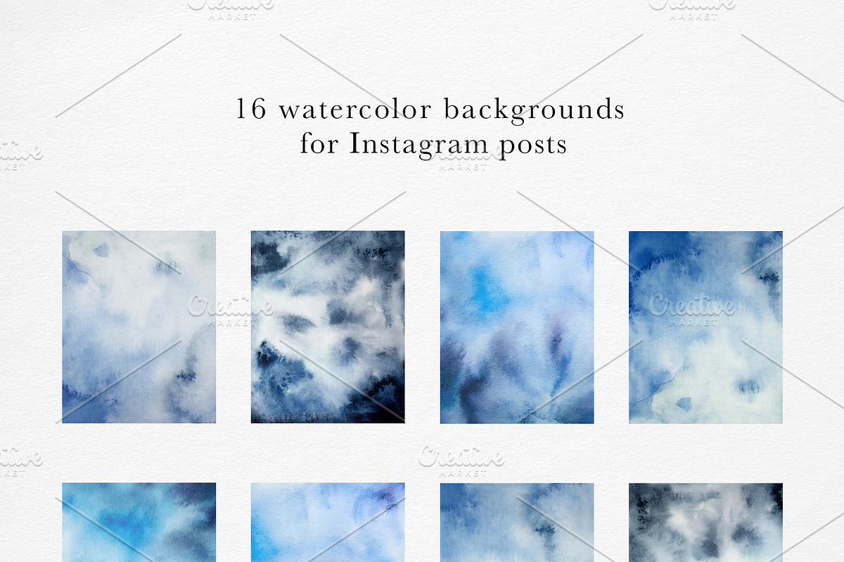 Blue Abstract Watercolor Backgrounds, a Texture Graphic by Navenzeles (Photo 6 of 10)