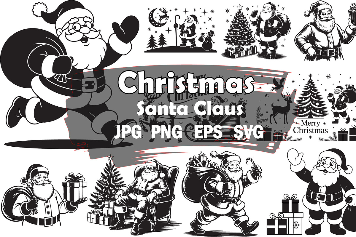 Vintage Santa Clipart Bundle, an Object Illustration by Gaye Art (Photo 1 of 14)