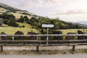 Blank arrow sign mockup in village, an Architecture Photo by SkyNext