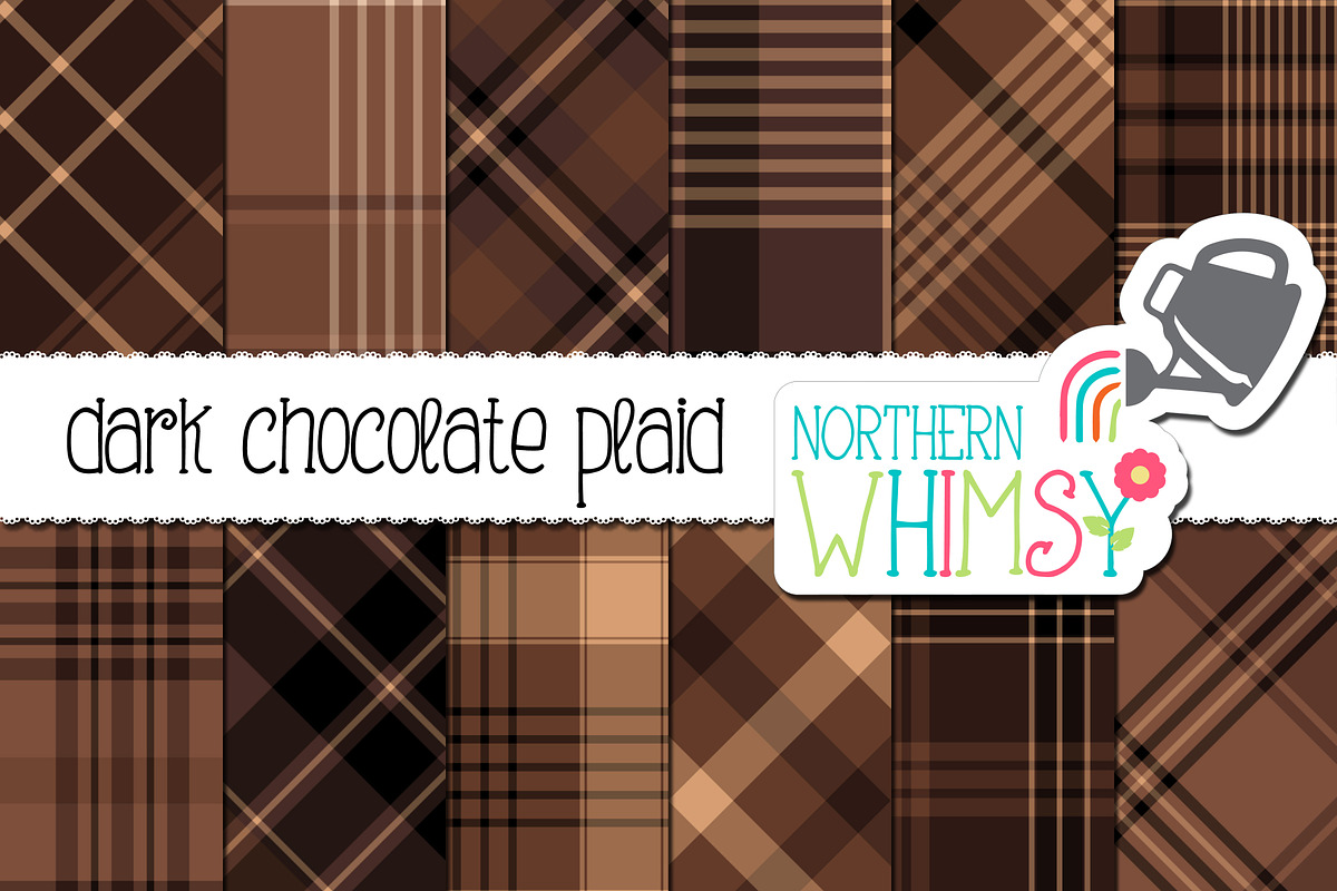 Dark Brown Plaid Pattern, a Pattern Graphic by Northern Whimsy Design