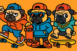 Skateboarder Pugs
