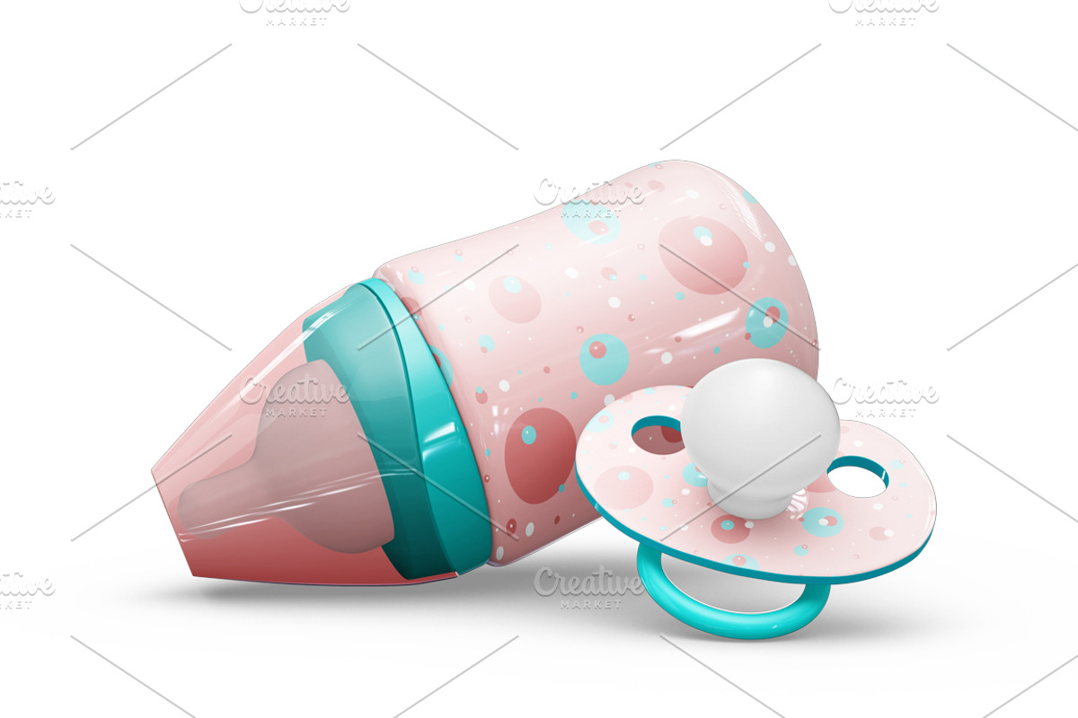 Baby Bottle and Pacifier Vol2 Mockup, a Product Mockup by PixelMockup (Photo 15 of 17)