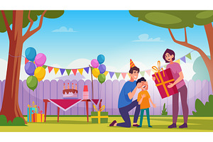 Kids birthday. Party for kids with, an Illustration by Onyx