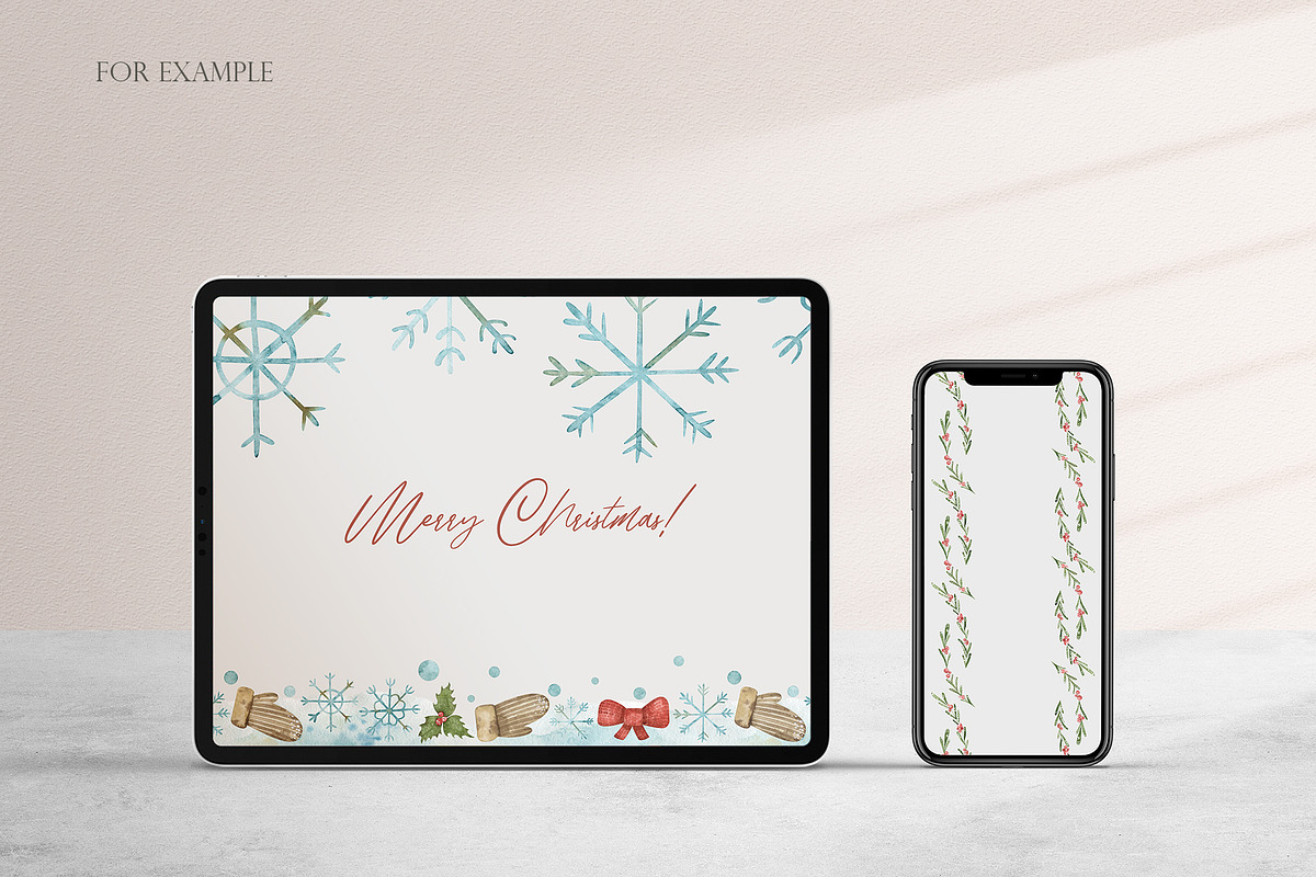 Watercolor festive winter clipart, an Illustration by OrangePeafowlArt (Photo 7 of 11)