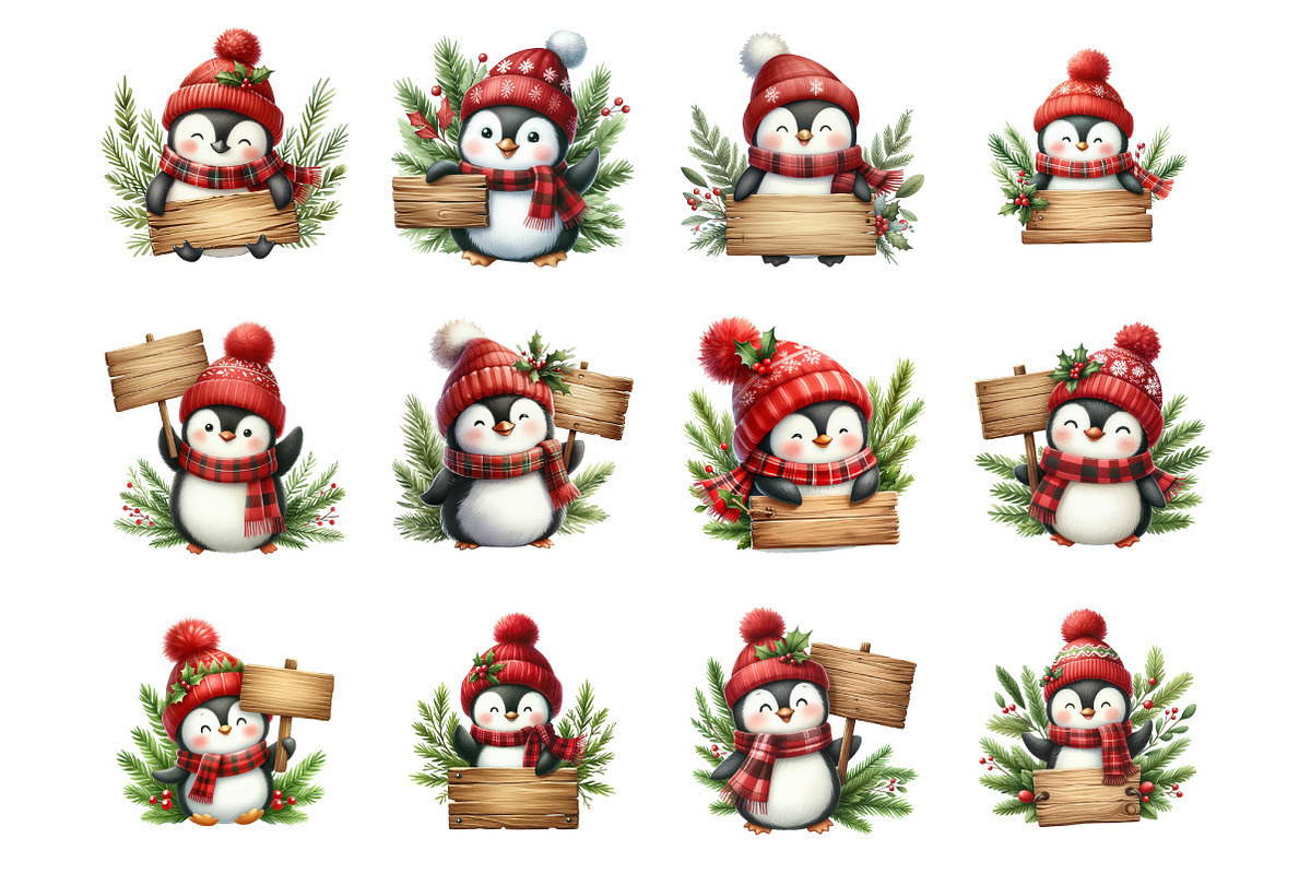 Watercolour Christmas Penguin Winter, an Illustration by SinaCreation (Photo 2 of 7)