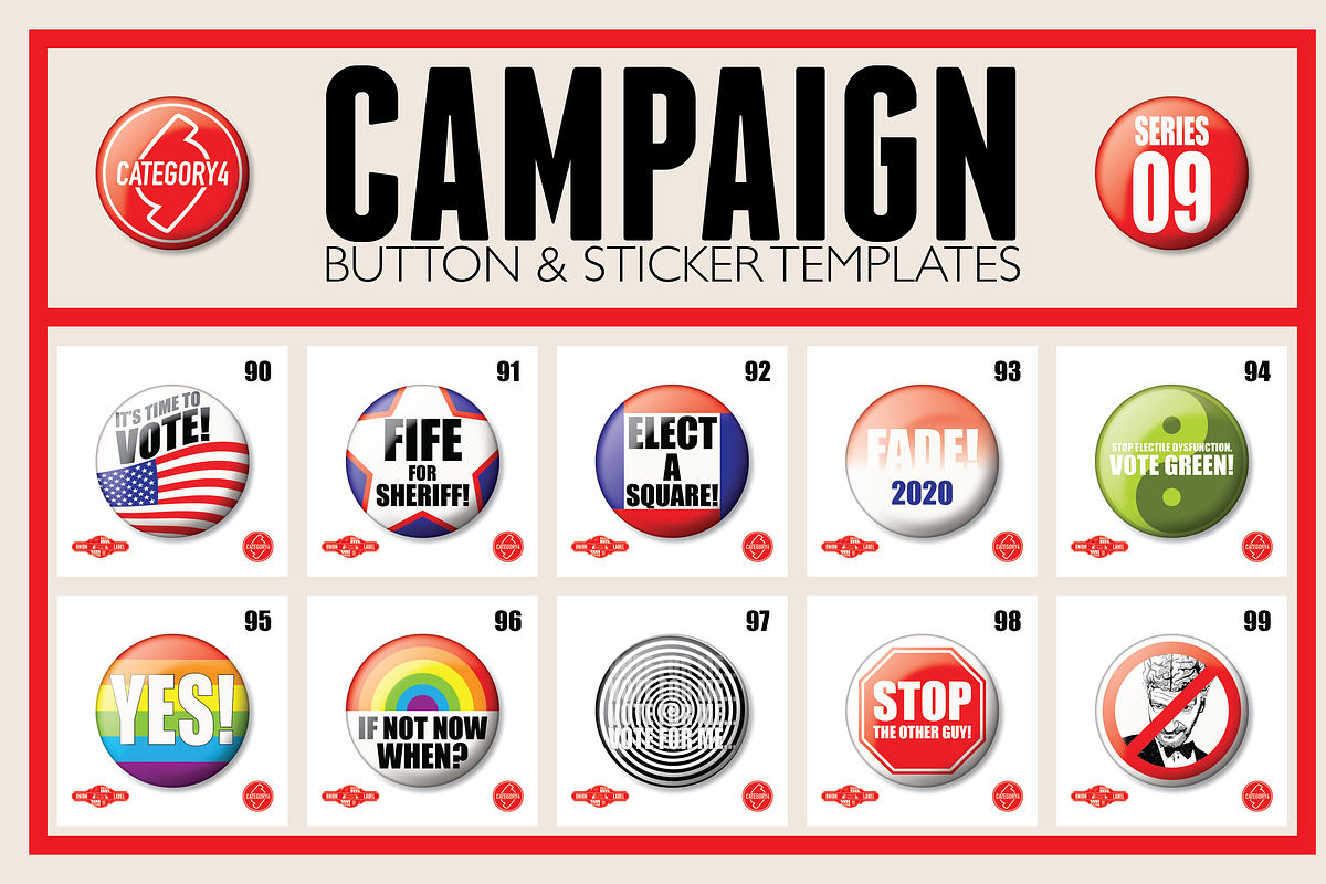 Vintage Campaign Button Templates 09, an Illustration by category4 (Photo 2 of 4)
