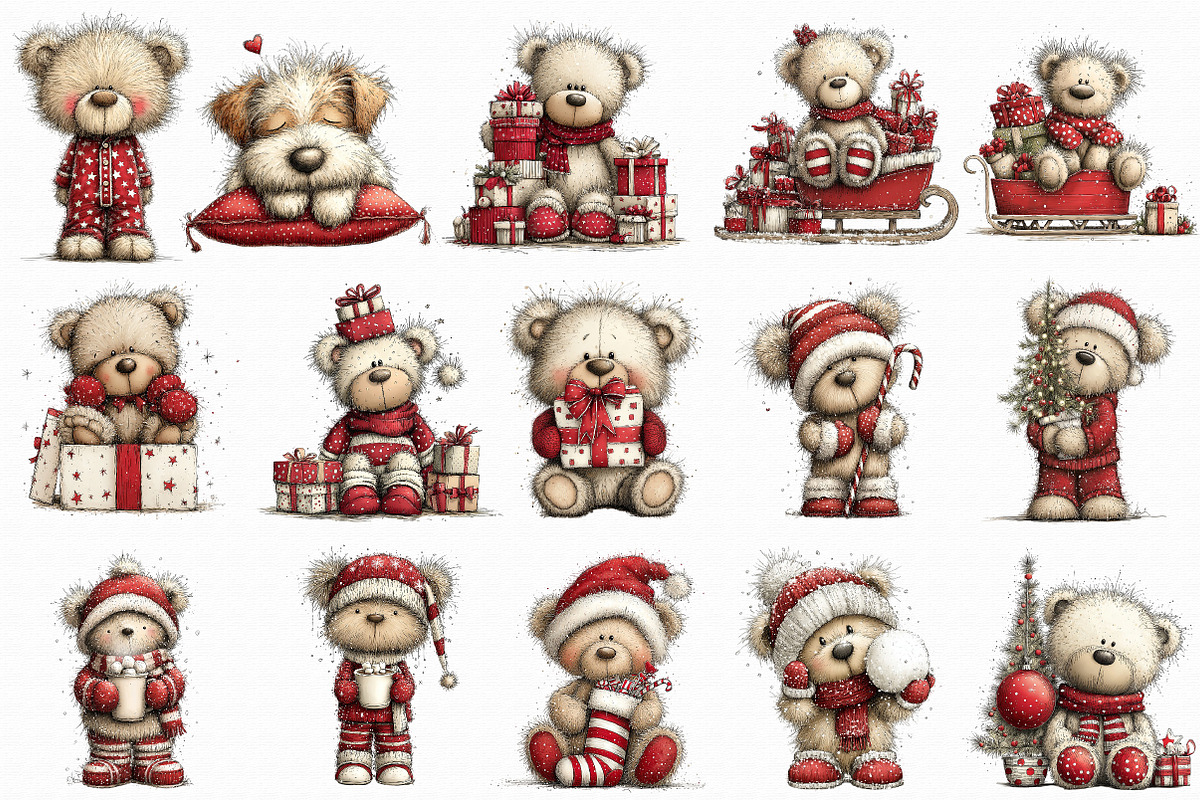 Christmas Teddy Bear Clipart, an Illustration by Libby Wishes (Photo 7 of 7)