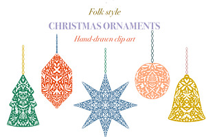 Folk style Christmas ornaments