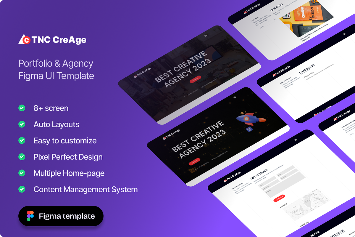 TNC CreAge –Creative Agency Figma UI, an UI Kit Template by TNCFlow (Photo 1 of 5)
