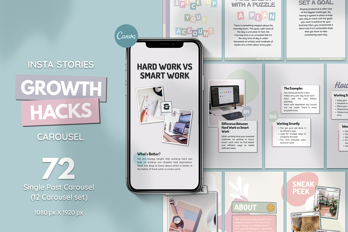 Instagram Carousel Growth Hacks, a Social Media Template by Analogi Studio (Photo 12 of 23)