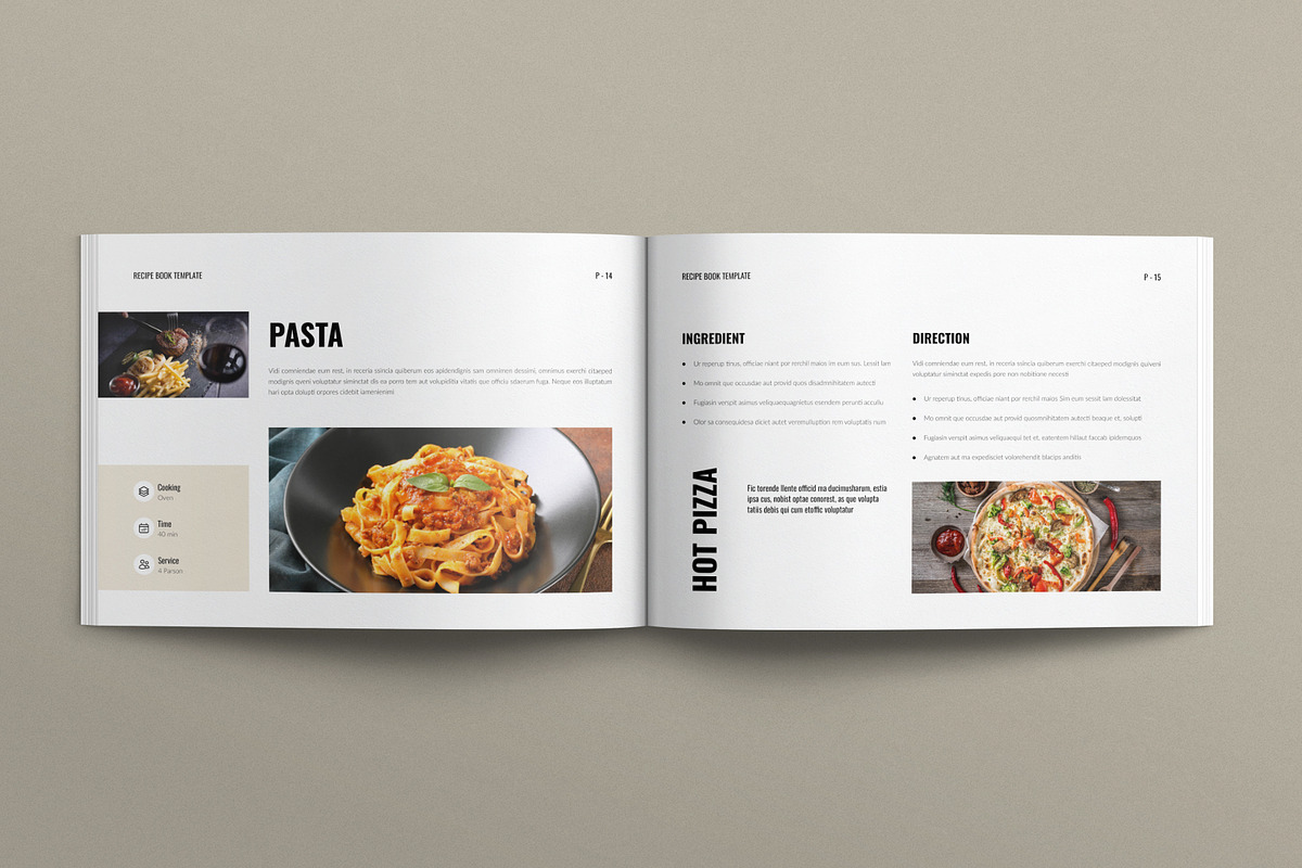 Recipe Book Template Landscape, a Brochure Template by E-Type