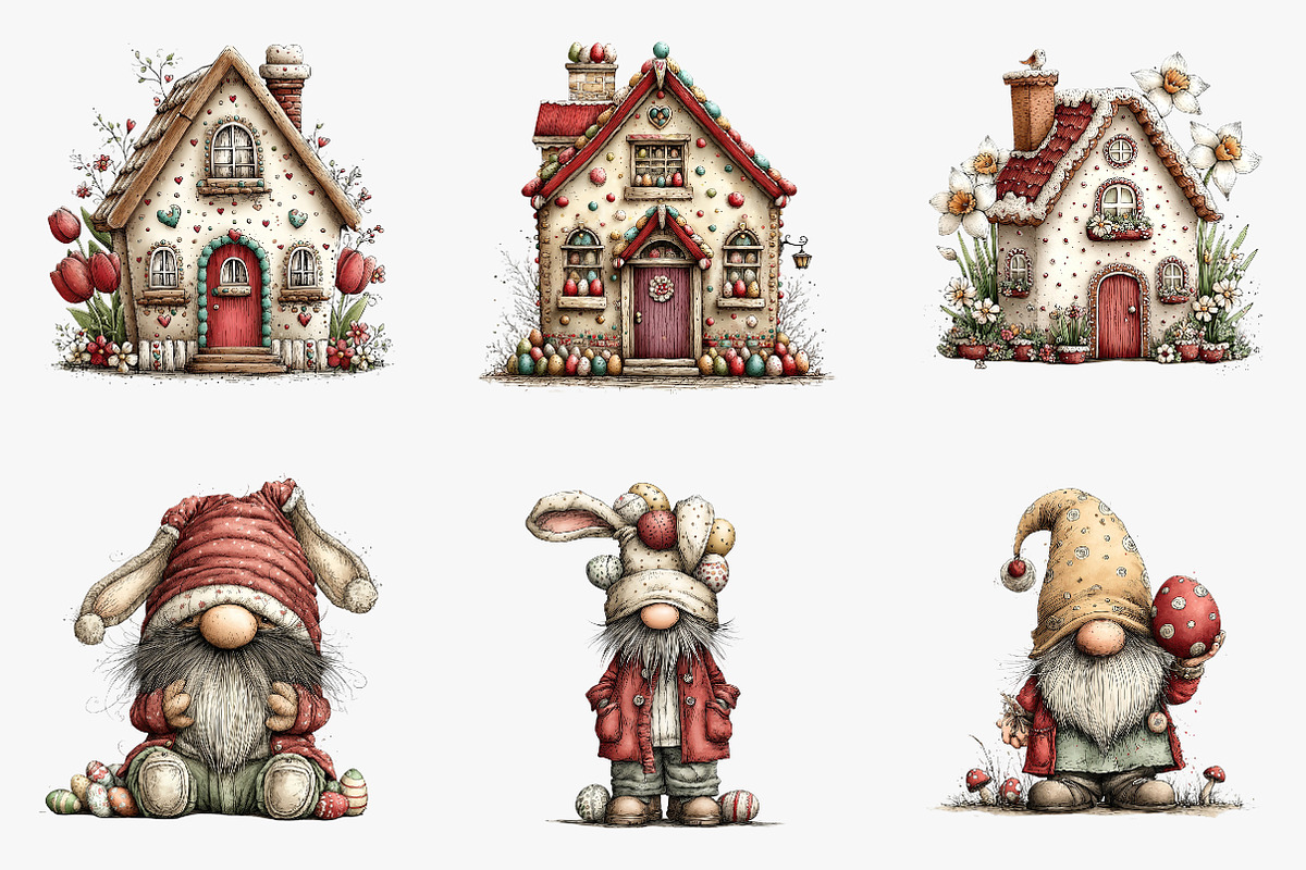 Easter Gnome Gingerbread House, an Illustration by CreationArt (Photo 5 of 7)
