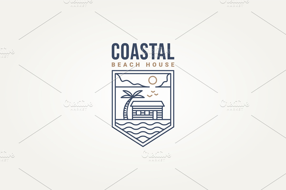 coastal beach house minimalist logo, a Branding & Logo Template by Blazybone