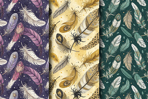Seamless Patterns "Ethereal Feathers