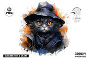 Halloween Cat Witch Clipart Bundle, a Seasonal Illustration by Creative Arslan (Thumbnail 4 of 9)