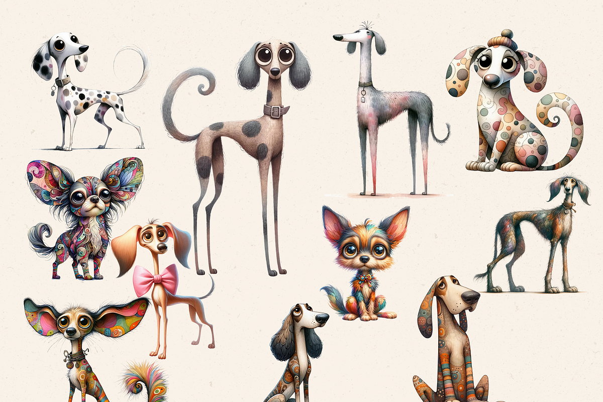 QUIRKY DOG GANG CLIPART PACK, an Animal Illustration by Daring Digies (Photo 3 of 5)