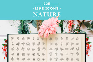 Line Nature Icons Set, an Outline Icon by Tettygreen