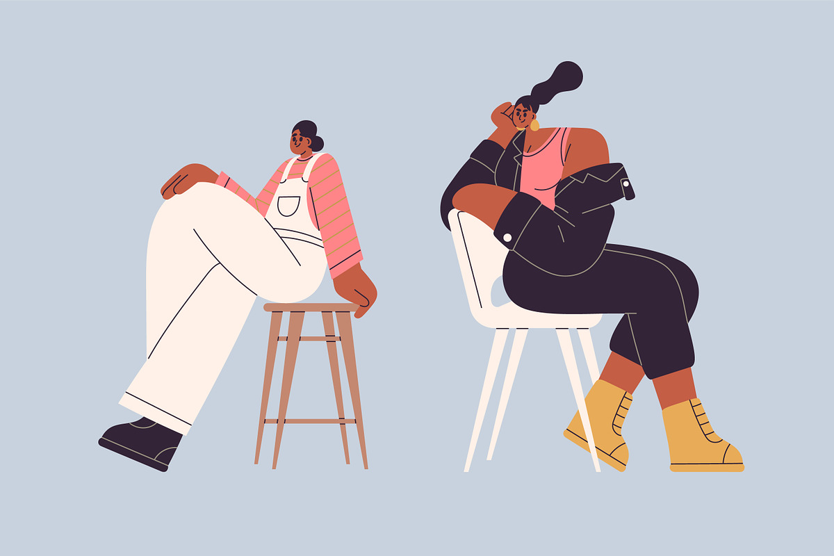 Modern people sitting on chairs set, a Person Illustration by Good Studio (Photo 6 of 13)