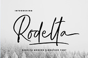 Rodelta - Modern Signature Font, a Handwritten Font by Voux Studio (Thumbnail 1 of 24)