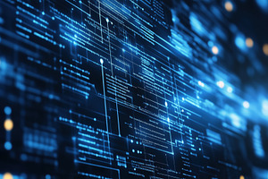 A futuristic digital background featuring interconnected lines and nodes, glowi, an Industrial Photo by Textures & Backgrounds