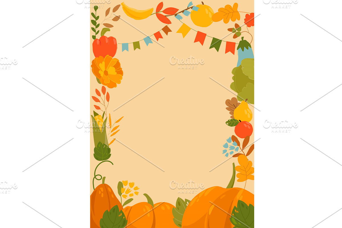 Autumn Leaves and Pumpkins Border, an Object Illustration by Maria Starus