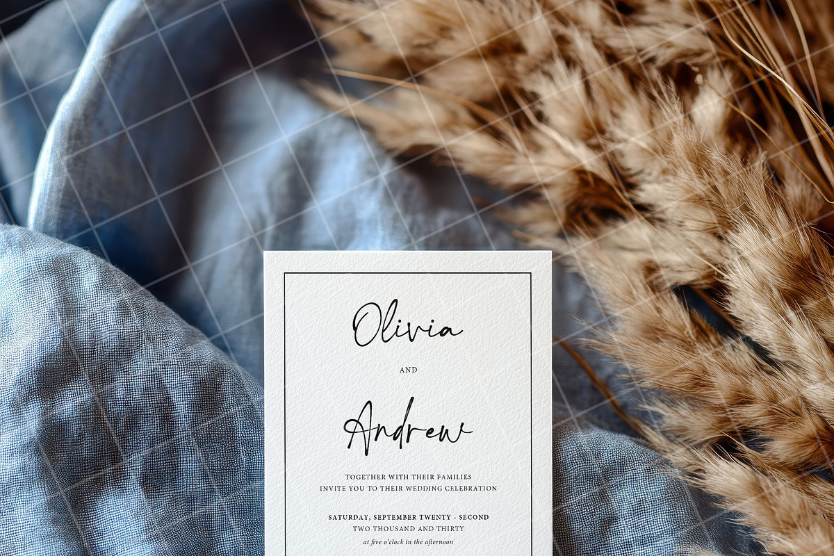 Blue 5x7 Invitation card mockup PSD, an Advertising Mockup by Blush Roses Print (Photo 7 of 9)