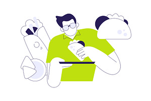 Mexican tacos isolated cartoon, a Person Illustration by Visual Generation