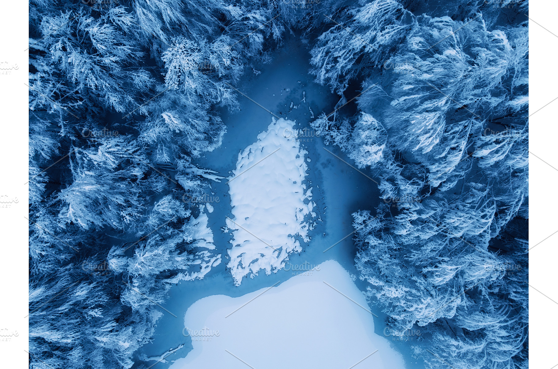 Aerial view of snowy forest and, a Nature Photo by den-belitsky