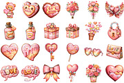 Watercolor Valentines Day Clipart, an Illustration by Sublimation Artist (Thumbnail 2 of 6)