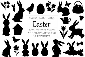 Easter Silhouette. Easter Bunny SVG