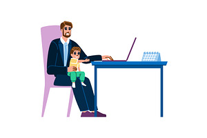 Businessman working from home with, a Person Illustration by pikepicture