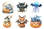 Watercolor Halloween Animals Clipart, an Illustration by Daily.Designs (Thumbnail 3 of 5)