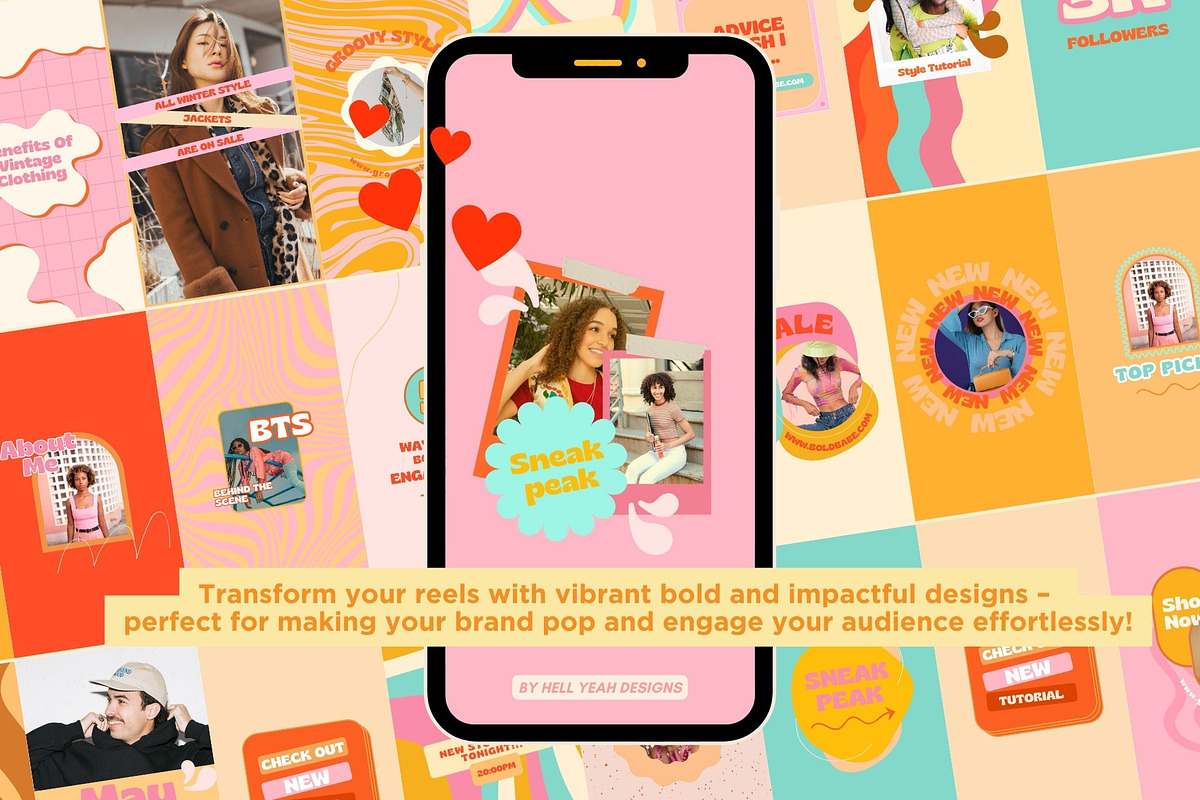 Bold Retro Instagram Reel Templates, a Social Media Template by Hell Yeah Designs (Photo 3 of 6)