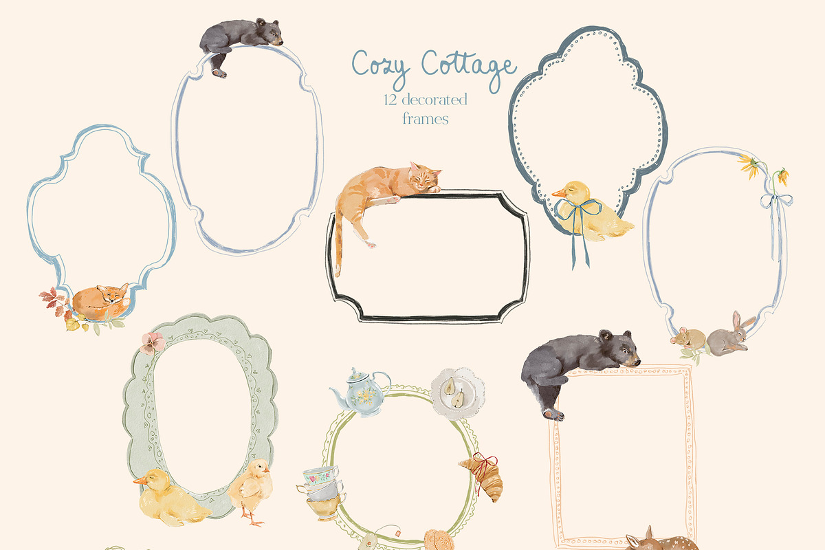 Cottagecore Clipart, Frames, Prints, a Decorative Illustration by whiteheartdesign (Photo 12 of 34)