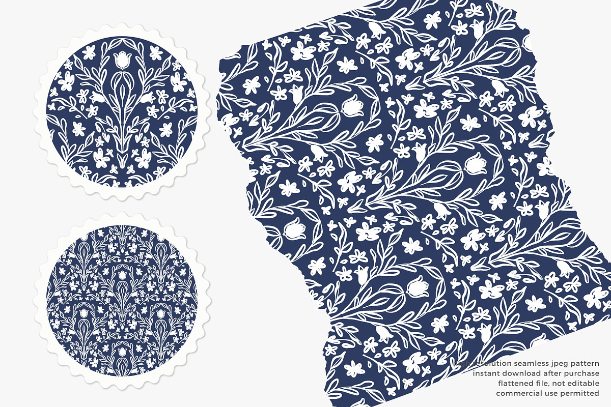 hand drawn folk floral pattern, a Pattern Graphic by Pink Studio Art (Photo 2 of 4)