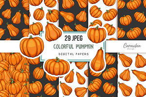 Thanksgiving Pumpkins Patterns, a Pattern Graphic by Serghei Caraulan