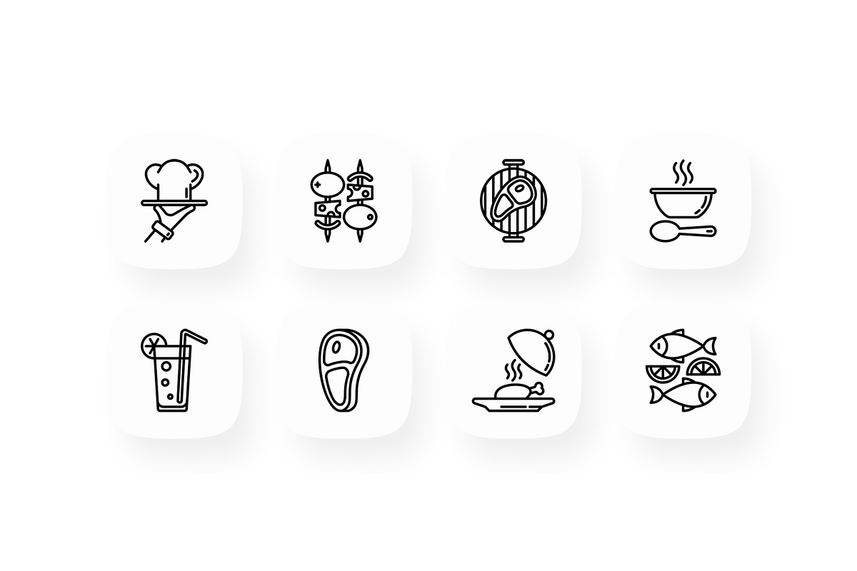 Restaurant 16 Thin Line Icons Set, an Outline Icon by Alex Blogoodf (Photo 2 of 5)